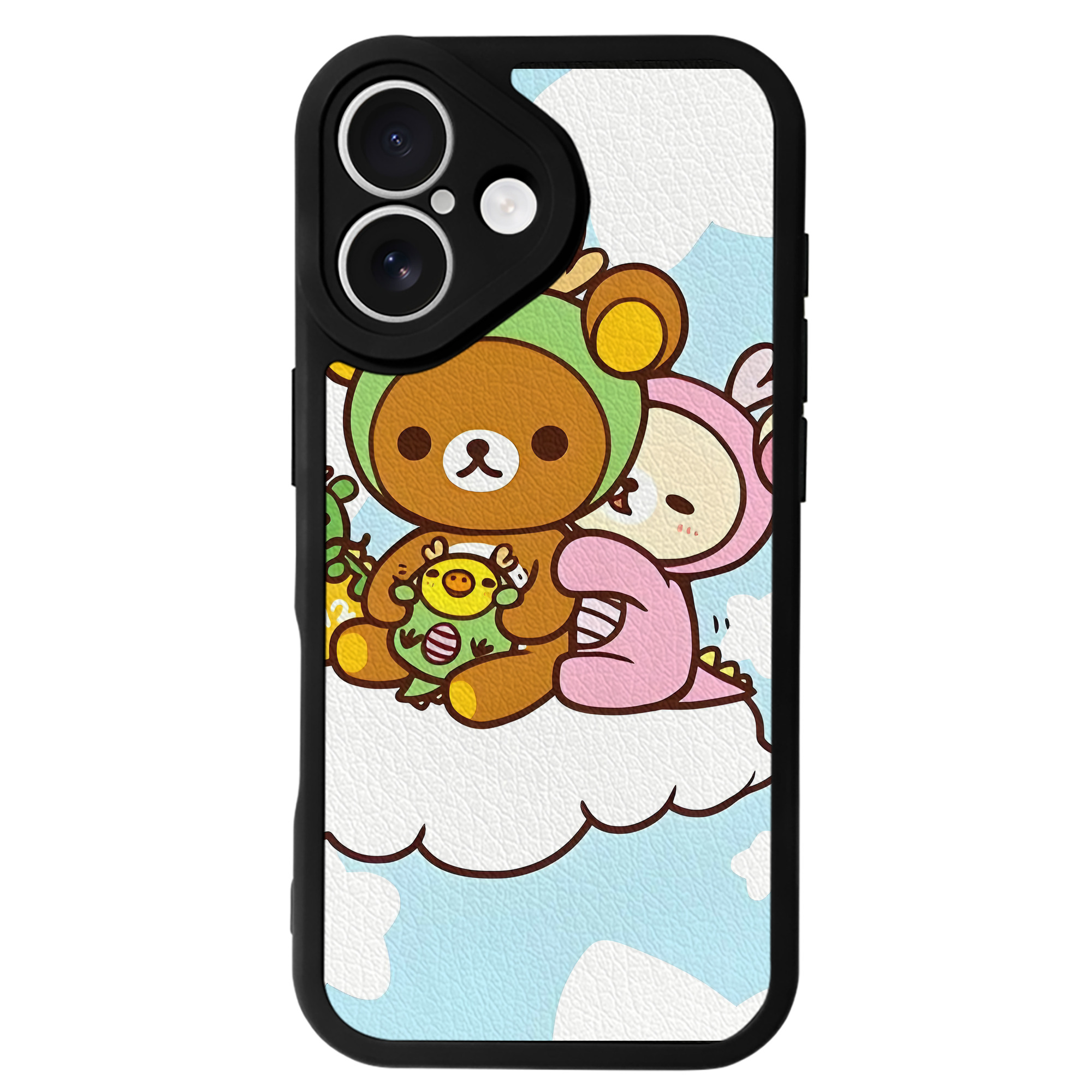 （画像用） リラックマ リラックマ キイロイトリ Rilakkuma Korilakkuma Kiiroitori 【iPhone 16シリーズ対応】シリコンスマホケース（レザー調） 材質：シリコン